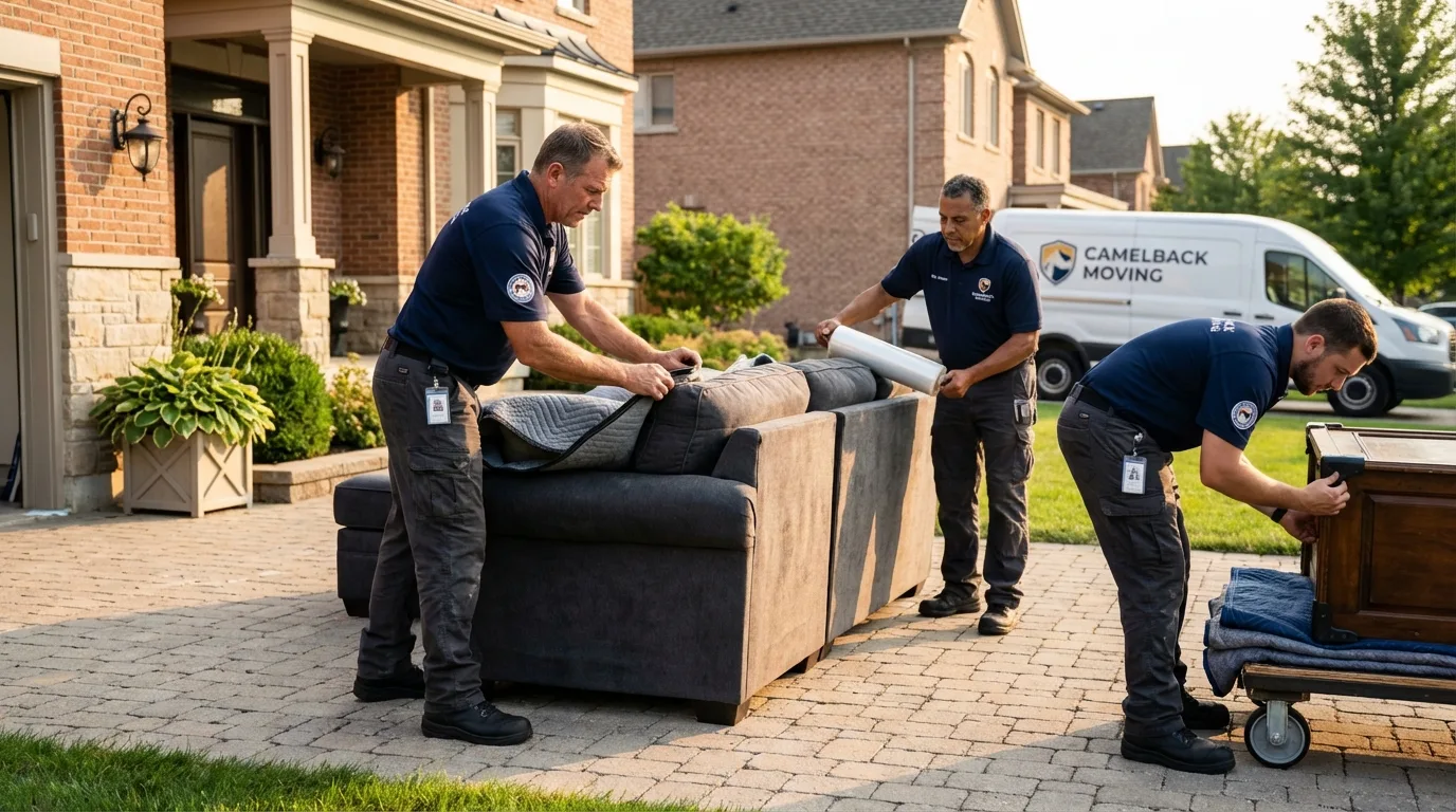 Large estate moving crew wrapping furniture in Manchester, KY
