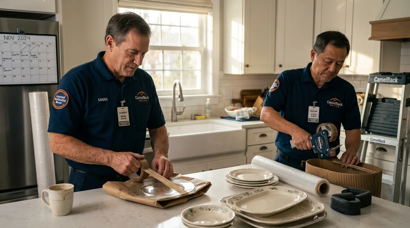 Professional crew packing kitchen dishware in Manchester, KY